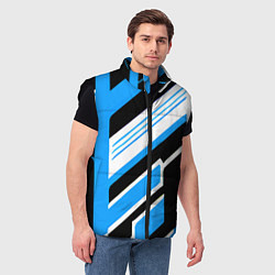 Мужской жилет Бело-синие полосы на чёрном фоне, цвет: 3D-черный — фото 2