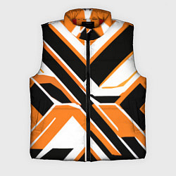 Мужской жилет Чёрно-оранжевые широкие линии на белом фоне, цвет: 3D-красный