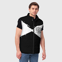 Мужской жилет Герб рф абстрактные краски, цвет: 3D-черный — фото 2