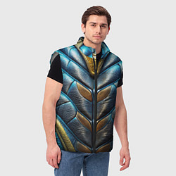 Мужской жилет Объемная синяя текстурная кожа, цвет: 3D-светло-серый — фото 2
