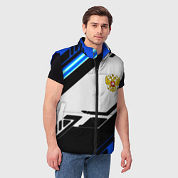 Мужской жилет Россия геометрия текстура, цвет: 3D-черный — фото 2