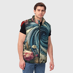 Мужской жилет Джинсовая воронка нитки и цветы - нейросеть, цвет: 3D-красный — фото 2