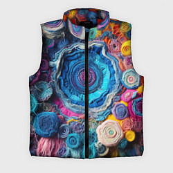 Мужской жилет Вязаные цветы - пэчворк, цвет: 3D-красный