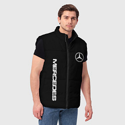 Мужской жилет Mercedes benz logo white auto, цвет: 3D-черный — фото 2