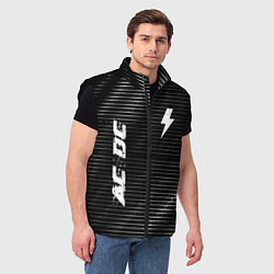 Мужской жилет AC DC metal rock lines, цвет: 3D-черный — фото 2