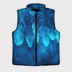 Мужской жилет Вертикальные синие перья и дым, цвет: 3D-светло-серый