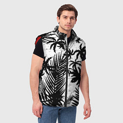 Мужской жилет Чёрно белые пальмы, цвет: 3D-красный — фото 2