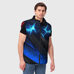 Мужской жилет Абстракция синяя из градиента и линий, цвет: 3D-красный — фото 2