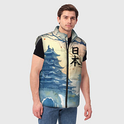 Мужской жилет Japanese landscape - watercolor, цвет: 3D-светло-серый — фото 2