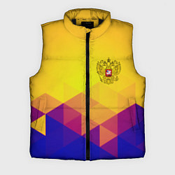 Мужской жилет Желтая геометрия - спорт Россия с гербом, цвет: 3D-черный