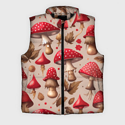 Мужской жилет Грибные шляпки мухоморов, цвет: 3D-черный