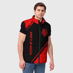 Мужской жилет System of a Down - red gradient вертикально, цвет: 3D-черный — фото 2