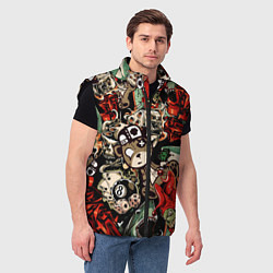 Мужской жилет Граффити плюшевого медведя среди акул азарта, цвет: 3D-черный — фото 2