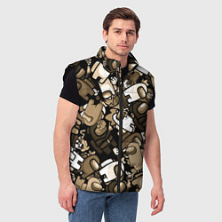 Мужской жилет Персонажи Among us в бежевом тоне, цвет: 3D-черный — фото 2