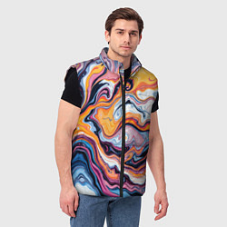 Мужской жилет Жидкие разноцветные краски, цвет: 3D-черный — фото 2