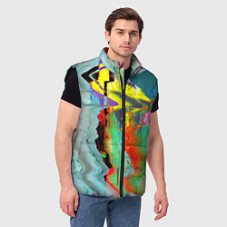 Мужской жилет Текстура глитч краски, цвет: 3D-черный — фото 2