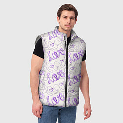 Мужской жилет Паттерн с надписями Love и сердцами, цвет: 3D-светло-серый — фото 2