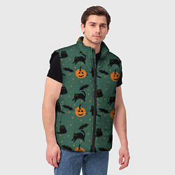 Мужской жилет Хэллоуин и черный кот, цвет: 3D-черный — фото 2