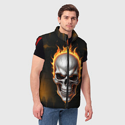 Мужской жилет Череп в огне, цвет: 3D-красный — фото 2