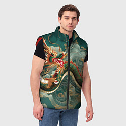 Мужской жилет Японский дракон контрасты, цвет: 3D-красный — фото 2