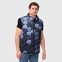 Мужской жилет Серо синие соты, цвет: 3D-черный — фото 2