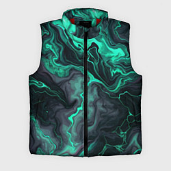 Мужской жилет Бирюзовый мрамор на черном фоне