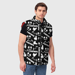 Мужской жилет Fortnite black pattern, цвет: 3D-красный — фото 2