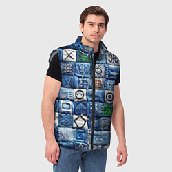 Мужской жилет Геймерский пиксельный пэчворк, цвет: 3D-светло-серый — фото 2