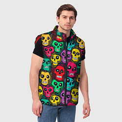 Мужской жилет Черепной паттерн, цвет: 3D-красный — фото 2