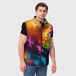 Мужской жилет Взрыв разноцветных облаков, цвет: 3D-черный — фото 2