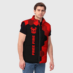 Мужской жилет Free Fire - red gradient по-вертикали, цвет: 3D-черный — фото 2