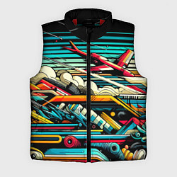 Мужской жилет Абстракция с красным самолётом - нейроарт, цвет: 3D-красный