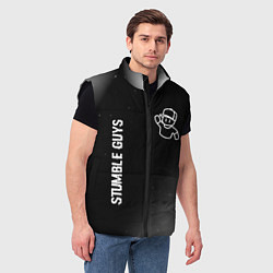 Мужской жилет Stumble Guys glitch на темном фоне вертикально, цвет: 3D-черный — фото 2