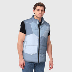 Мужской жилет Стальной голубой крупная мозаика, цвет: 3D-черный — фото 2
