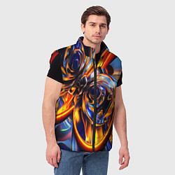 Мужской жилет Жидкие краски фрактал, цвет: 3D-красный — фото 2
