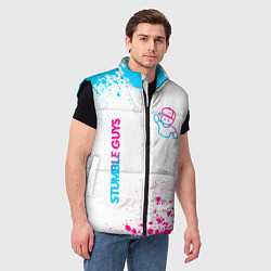 Мужской жилет Stumble Guys neon gradient style вертикально, цвет: 3D-черный — фото 2