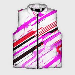 Мужской жилет Красно-розово-чёрные полосы на белом фоне, цвет: 3D-черный