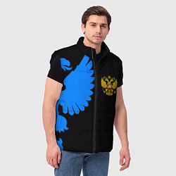 Мужской жилет Герб РФ синий, цвет: 3D-черный — фото 2