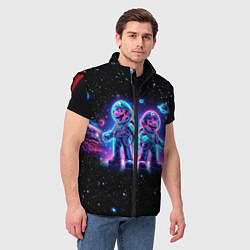 Мужской жилет Марио и Луиджи в космосе - неоновое свечение, цвет: 3D-красный — фото 2