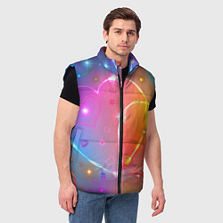 Мужской жилет Неоновые сердца со звездочками, цвет: 3D-черный — фото 2