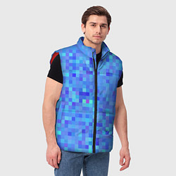 Мужской жилет Синие пиксели, цвет: 3D-красный — фото 2