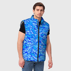 Мужской жилет Голубые плитки на синем фоне, цвет: 3D-светло-серый — фото 2