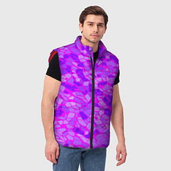 Мужской жилет Фиолетовые плитки на розовом фоне, цвет: 3D-красный — фото 2