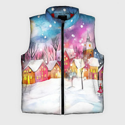 Мужской жилет Новогодний ночной дворик, цвет: 3D-красный