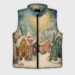 Мужской жилет Милый новогодний городок, цвет: 3D-светло-серый