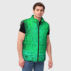 Мужской жилет Зелёный симбионт абстракция, цвет: 3D-светло-серый — фото 2