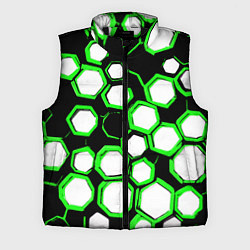 Мужской жилет Бело-зелёные шестиугольники на чёрном фоне