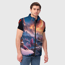 Мужской жилет Fantasy river village, цвет: 3D-красный — фото 2