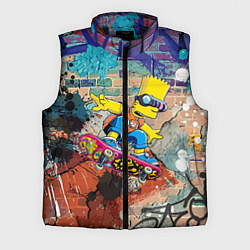 Мужской жилет Bart Simpson on a skateboard - graffiti, цвет: 3D-черный