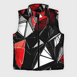 Мужской жилет Красно-белые рельефные треугольники на чёрном фоне, цвет: 3D-красный